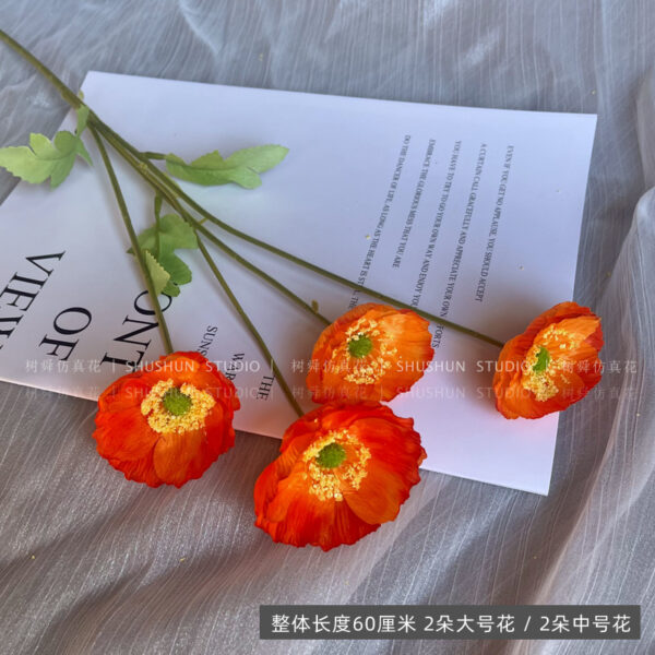 Silk Popy Flower - Image 4