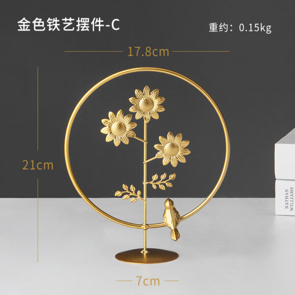 Round Leaf Iron Decor with Bird - Image 3