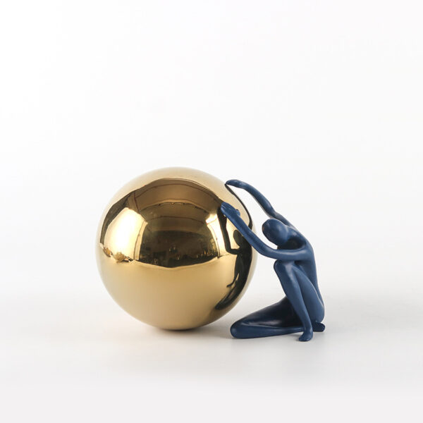 Sitting Gold Ball Man Decor