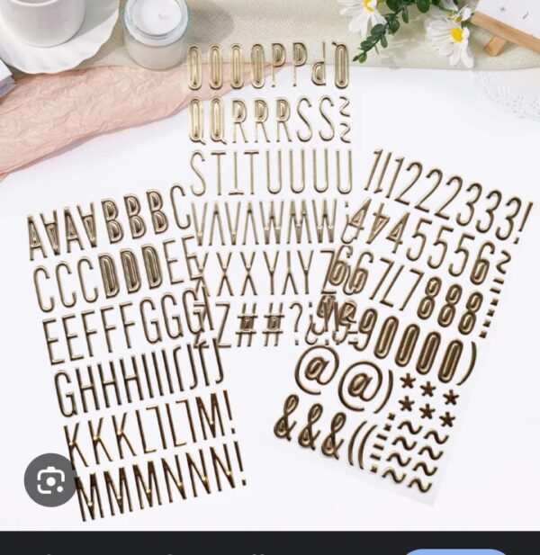 Big Alphabet Gold Stickers(A-z,1-10 & symbols)