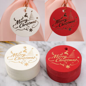 Round Merry Christmas tag