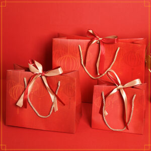 Red Carrier Bag with Ribbon