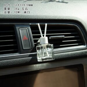 10ml Square Clear Clip Car Diffuser Bottle With Reed Stick